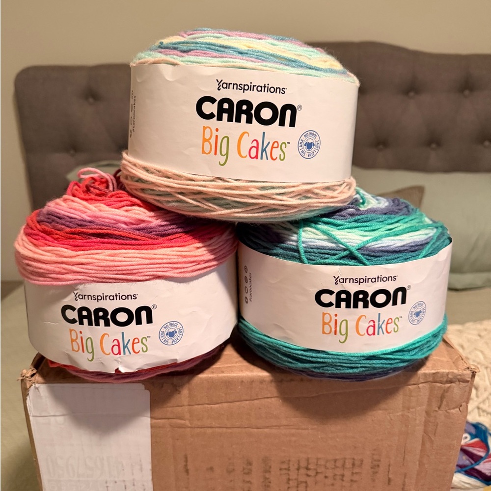 Caron Big Cakes Multicolor Yarn Trio - Pastel, Coral, Teal